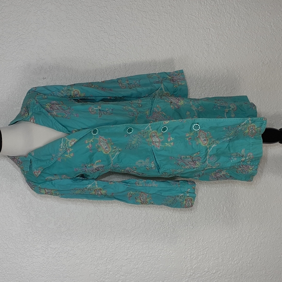 Johnny was turquoise blue embroidered trench coat - Picture 11 of 14